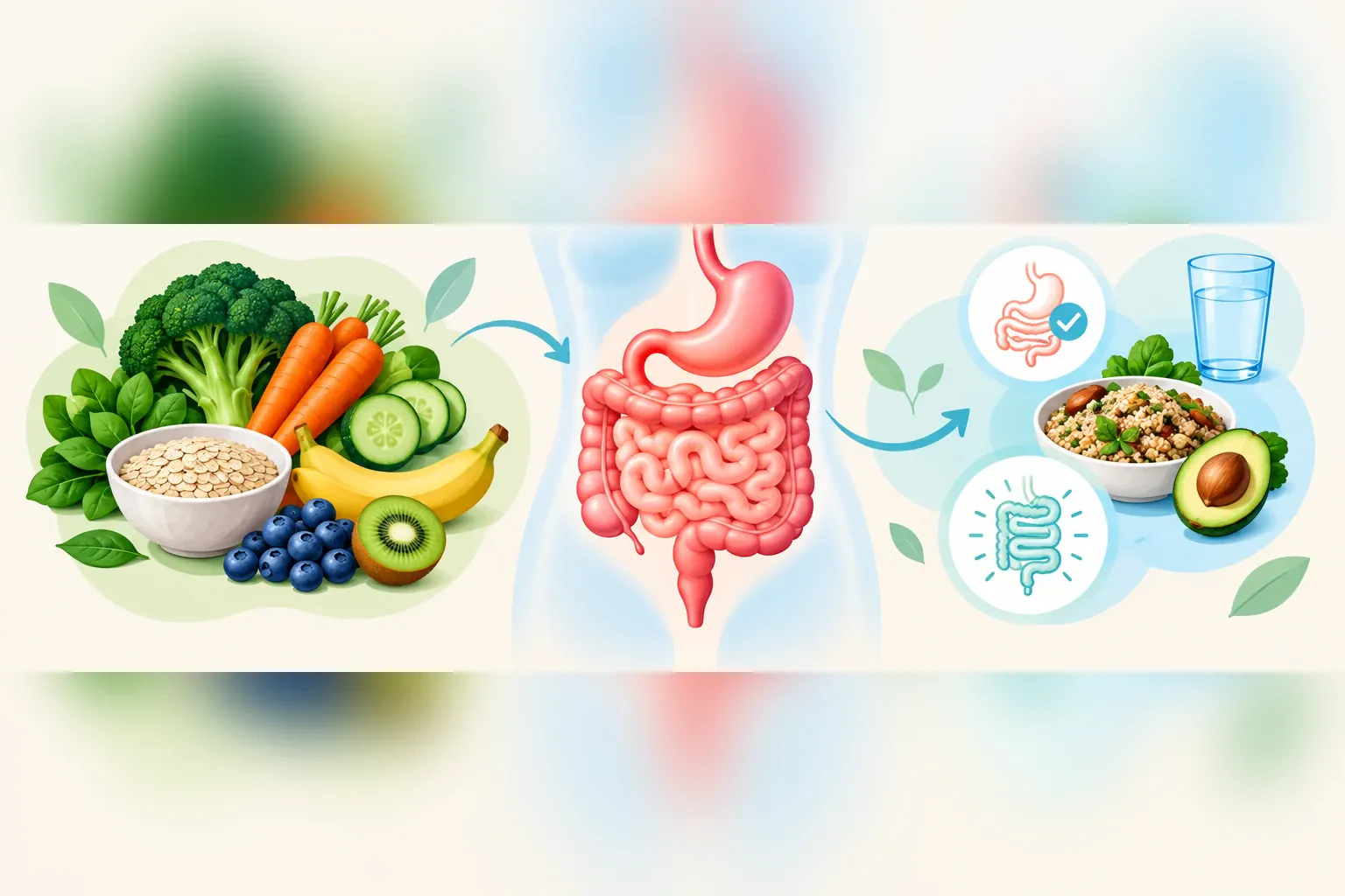 Educational illustration about food choices and individual digestive tolerance