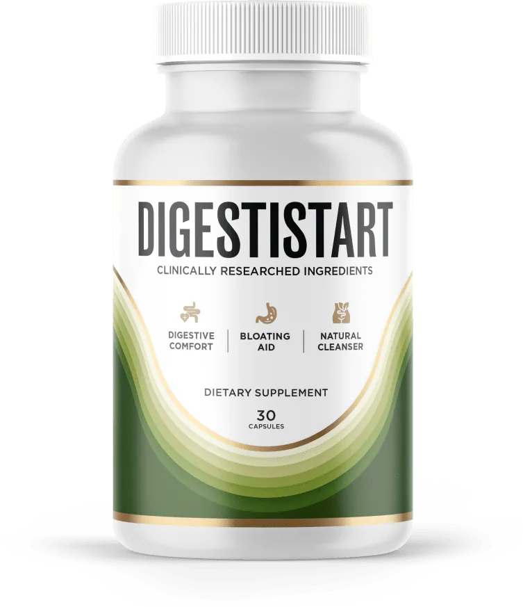 DigestiStart dietary supplement bottle, 30 capsules (manufacturer product image)